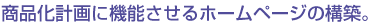 商品化計画に機能させるホームページの構築。